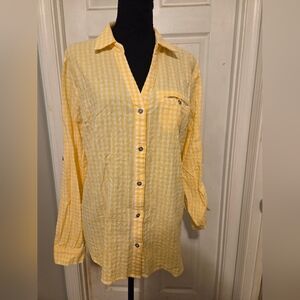 Kut from the Kloth Yellow Button Down Shirt